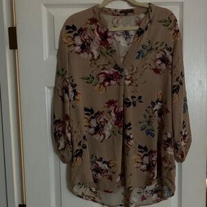 Staccato Beige Floral Blouse with Multicolor Design